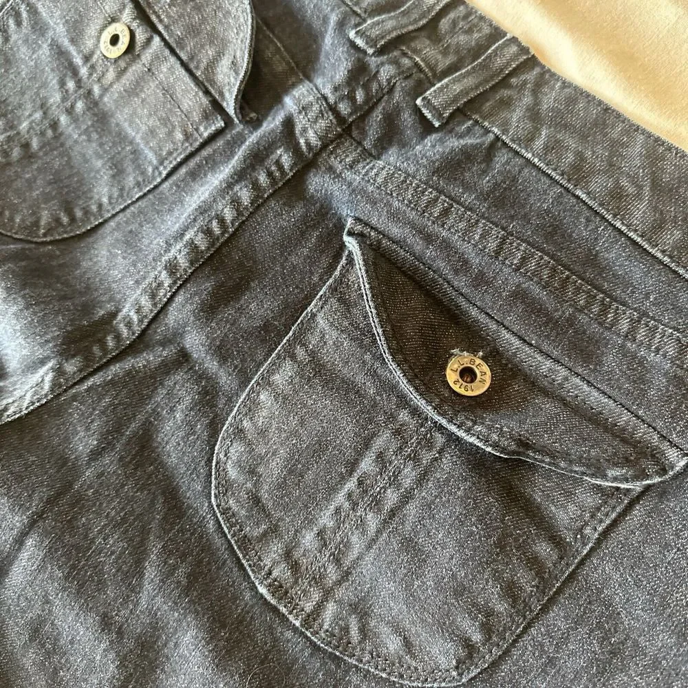 L.L. Bean Women's 14 Jeans Straight Fit Dark Wash Denim Flap‎ Pockets